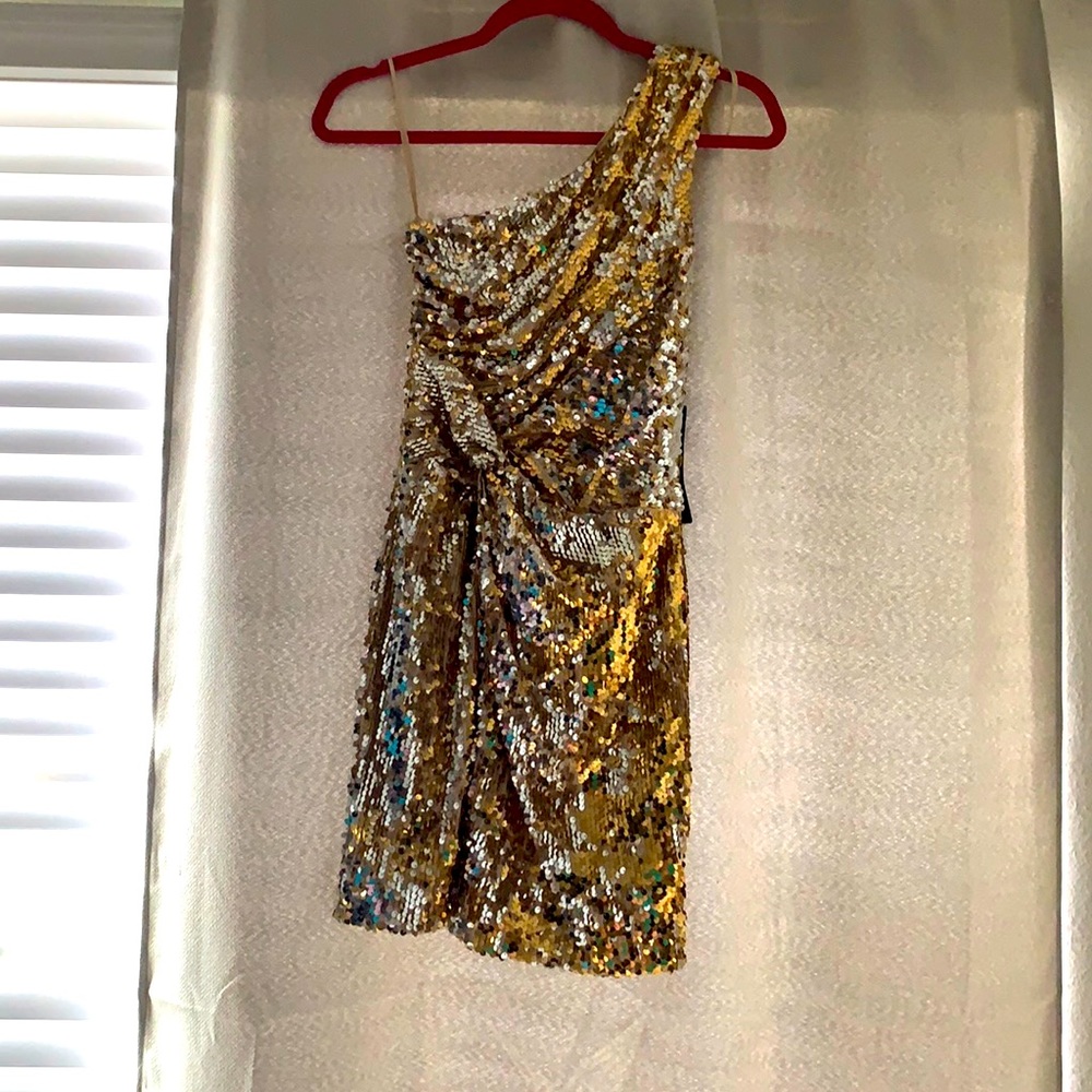 Gold and Silver Sequin Mini Dress